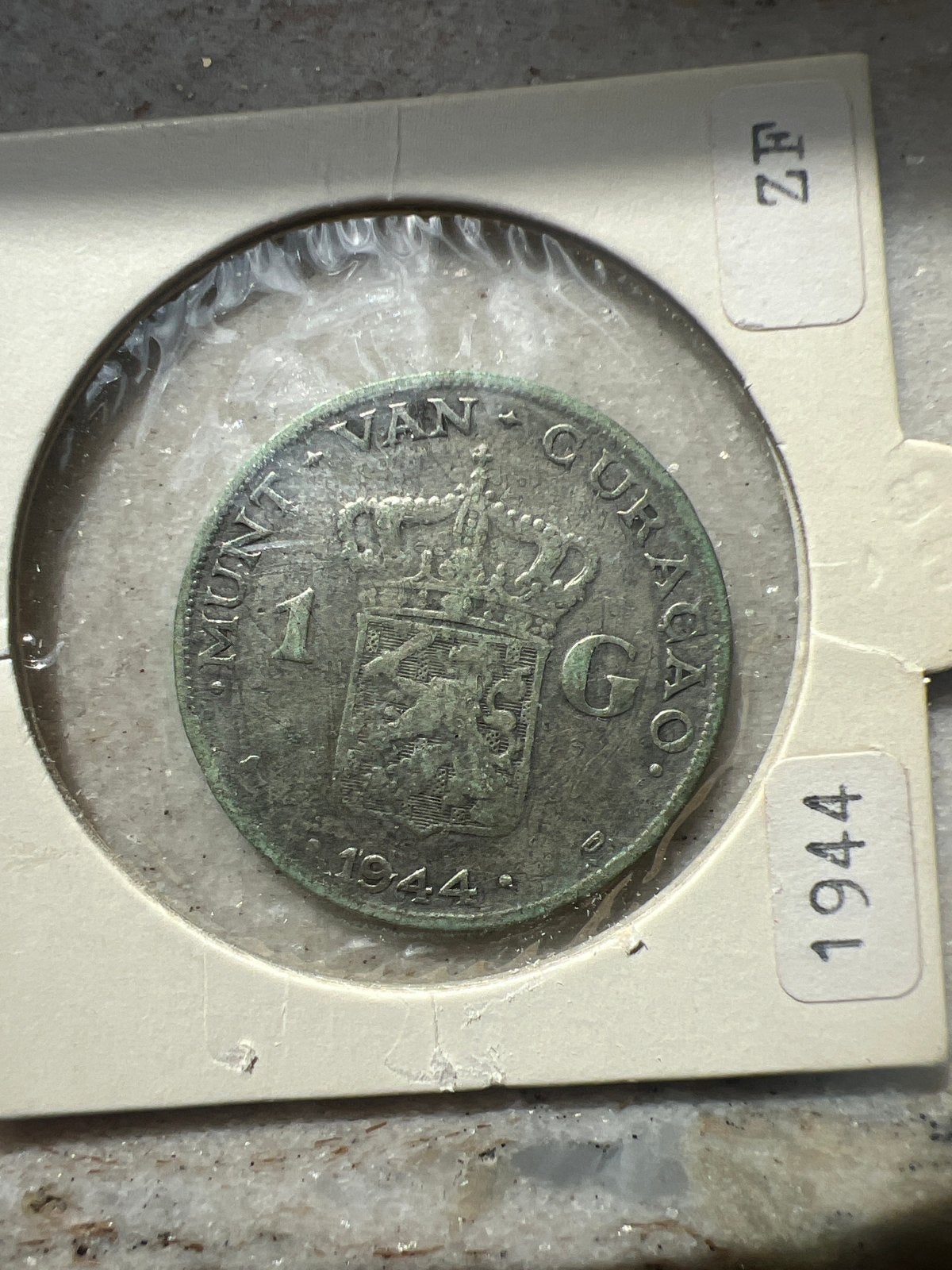 1 Gulden Munt van Curaçao 1944 Koningin Wilhelmina Zilver, 1 gulden, Zilver, Ophalen of Verzenden, Koningin Wilhelmina
