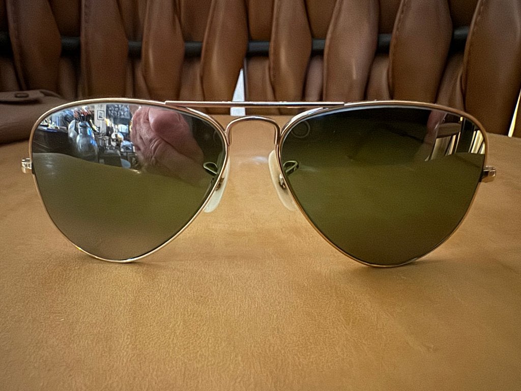 Vintage jaren 50 zeldzame Ray-Ban Aviator 52 Double Gradient, Ray-Ban USA, Gebruikt, Zonnebril, Overige kleuren