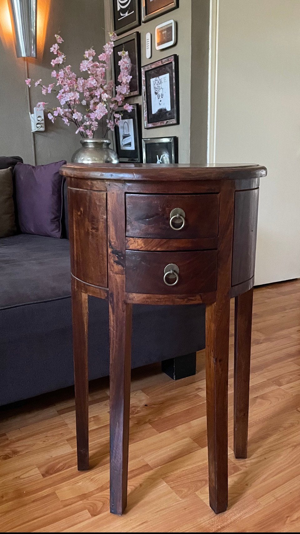 🌸Prachtige klassiek houten halfronde bijzettafel, Antiek en Kunst, Antiek | Meubels | Kasten, Ophalen