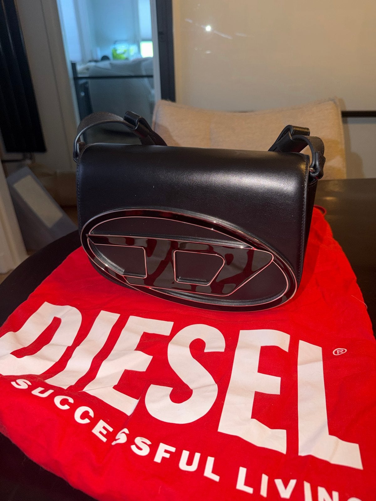 Nieuwe Diesel 1DR Schoudertas Zwart - Nooit Gebruikt, Ophalen of Verzenden, Nieuw, Zwart, Schoudertasje