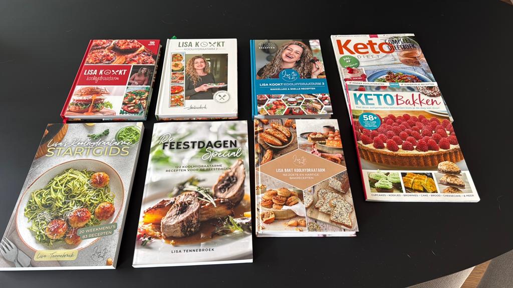 6 Lisa Tennebroek Keto kookboeken + 2 Keto tijdschriften, Boeken, Kookboeken, Ophalen of Verzenden, Zo goed als nieuw, Lisa Tennebroek