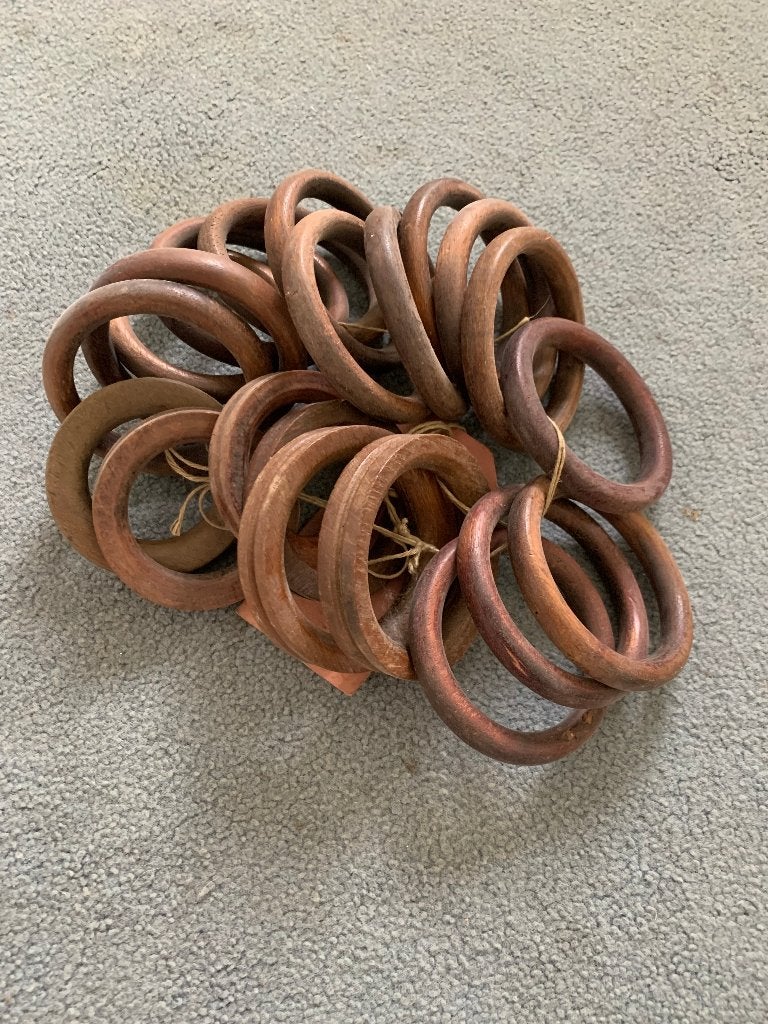 Houten gordijnroederingen, gordijnenringen 20x, Met ringen, Gebruikt, Overige merken, Bruin
