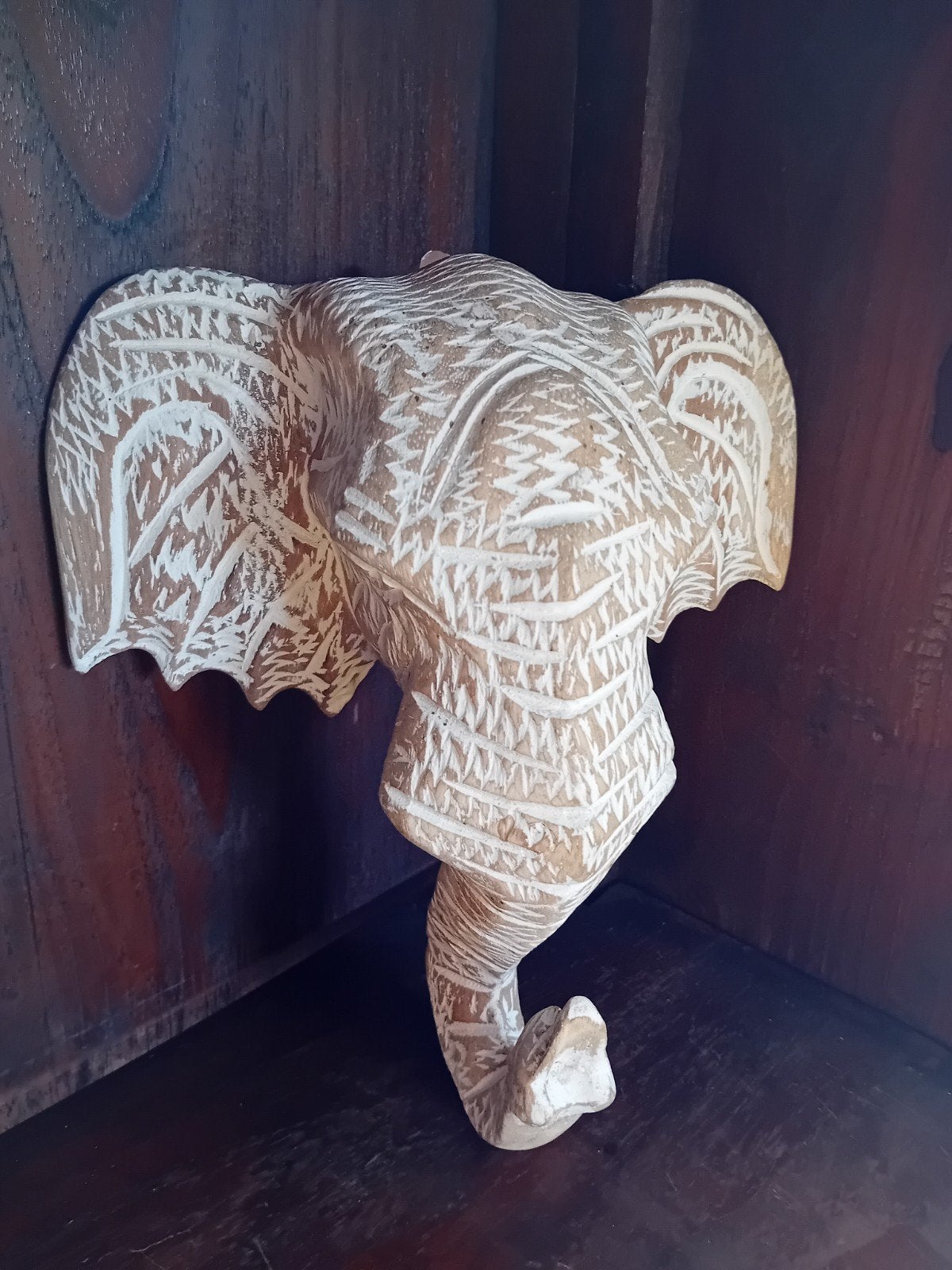 Olifantenkop dierenkop olifant, Ophalen, Zo goed als nieuw, Hout