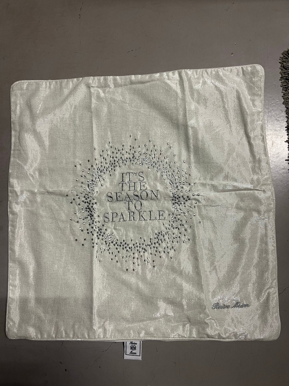 Rivièra Maison Kussenhoes "It's the Season to Sparkle", Wit, Ophalen of Verzenden, Zo goed als nieuw, Met print