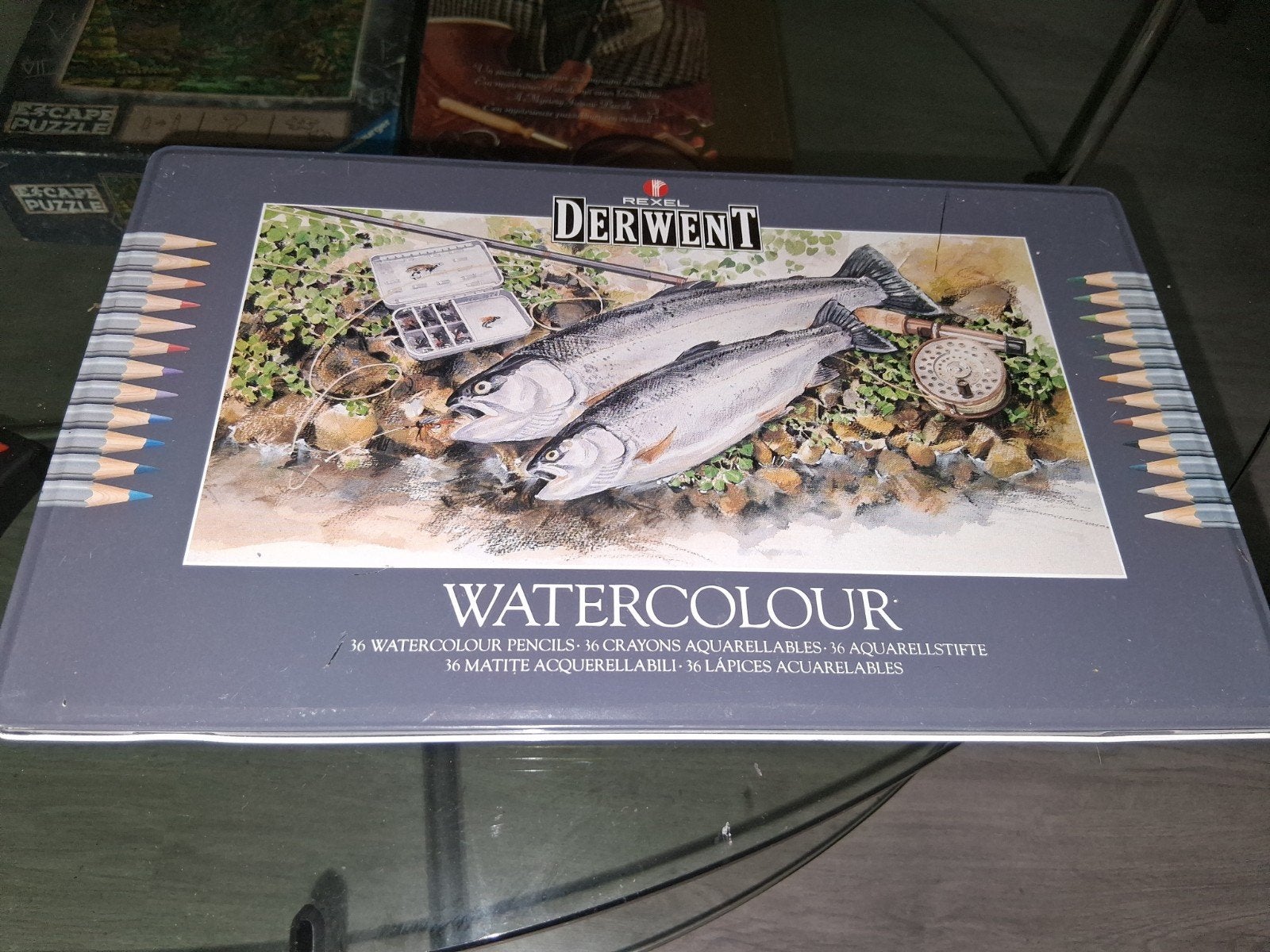 Vintage Rexel Derwent Watercolour set van 33 aquarelpotloden, Ophalen of Verzenden, Gebruikt, Potlood of Stift