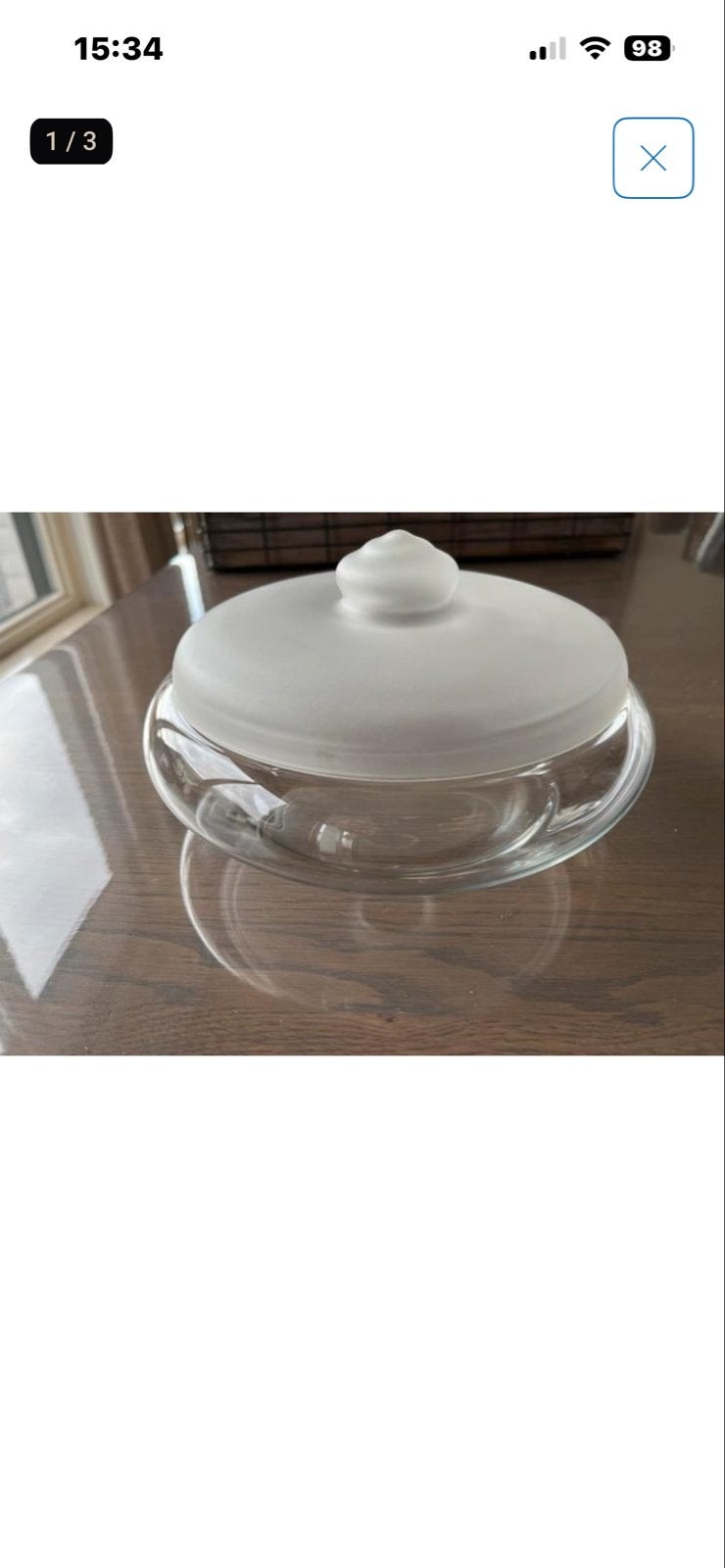 Vintage koektrommel als nieuw Glazen schaal met matte deksel, Antiek en Kunst, Ophalen of Verzenden