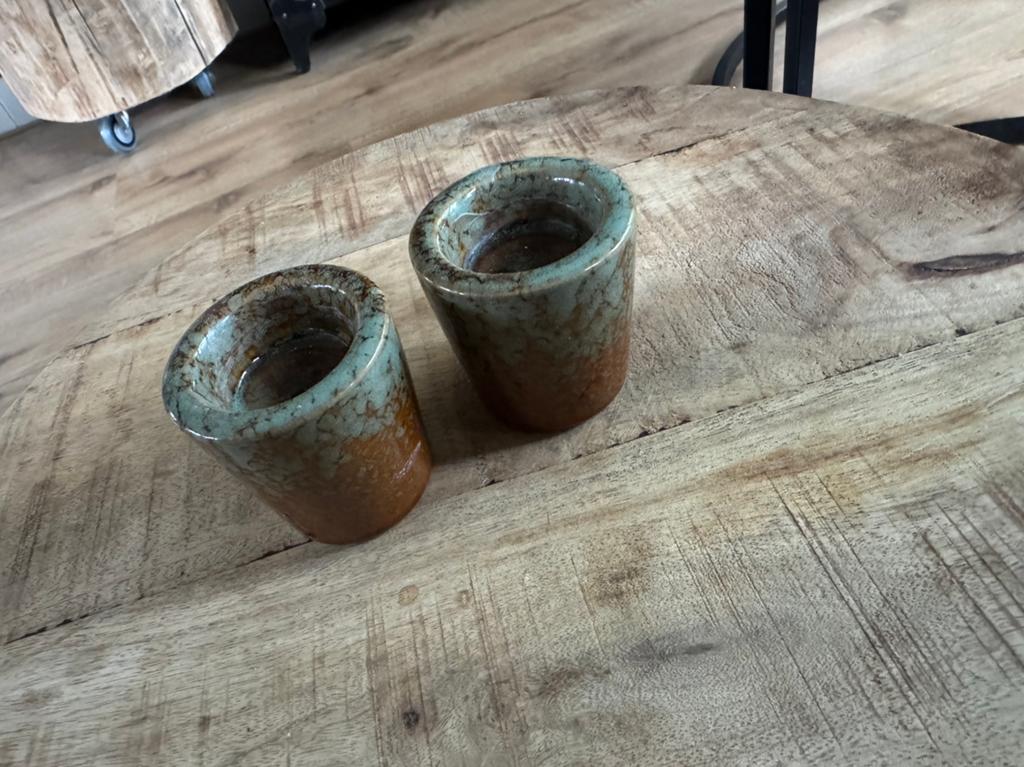 Waxinelichtjes aardewerk, Ophalen, Overige materialen, Bruin, Zo goed als nieuw