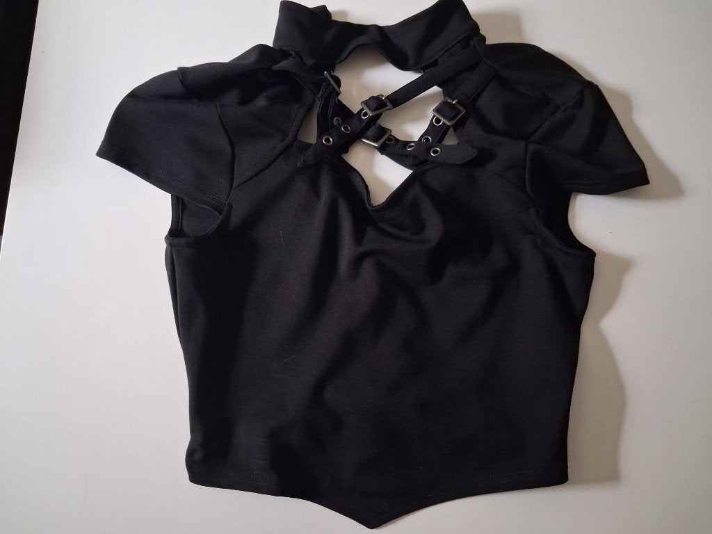 Killstar topje met riemen alternatief, gothic maat M, Kleding | Dames, Maat 38/40 (M), Zwart, Ophalen of Verzenden, Zo goed als nieuw