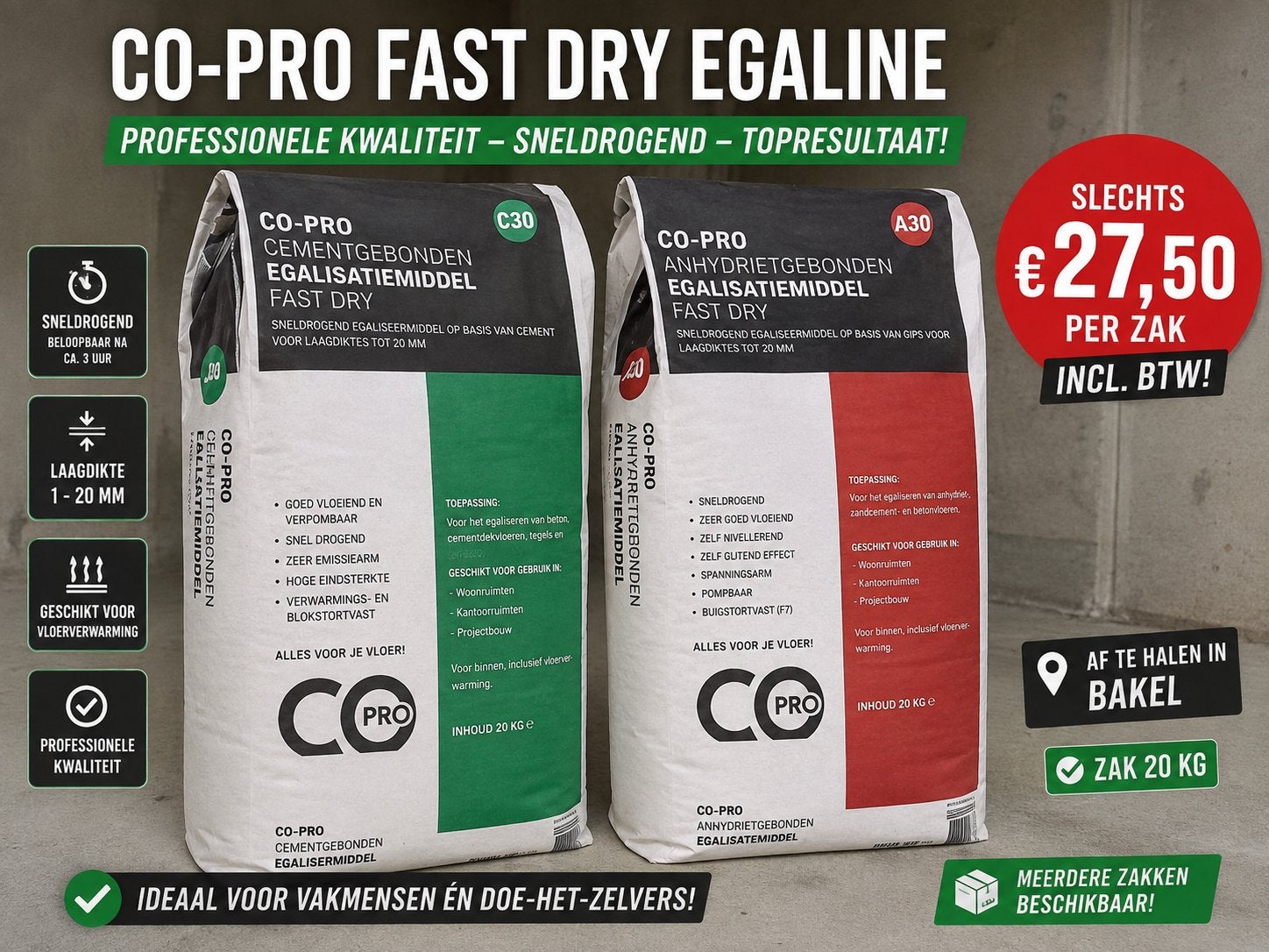 Egaline fast dry - Cement/gips gebonden, Ophalen, Nieuw