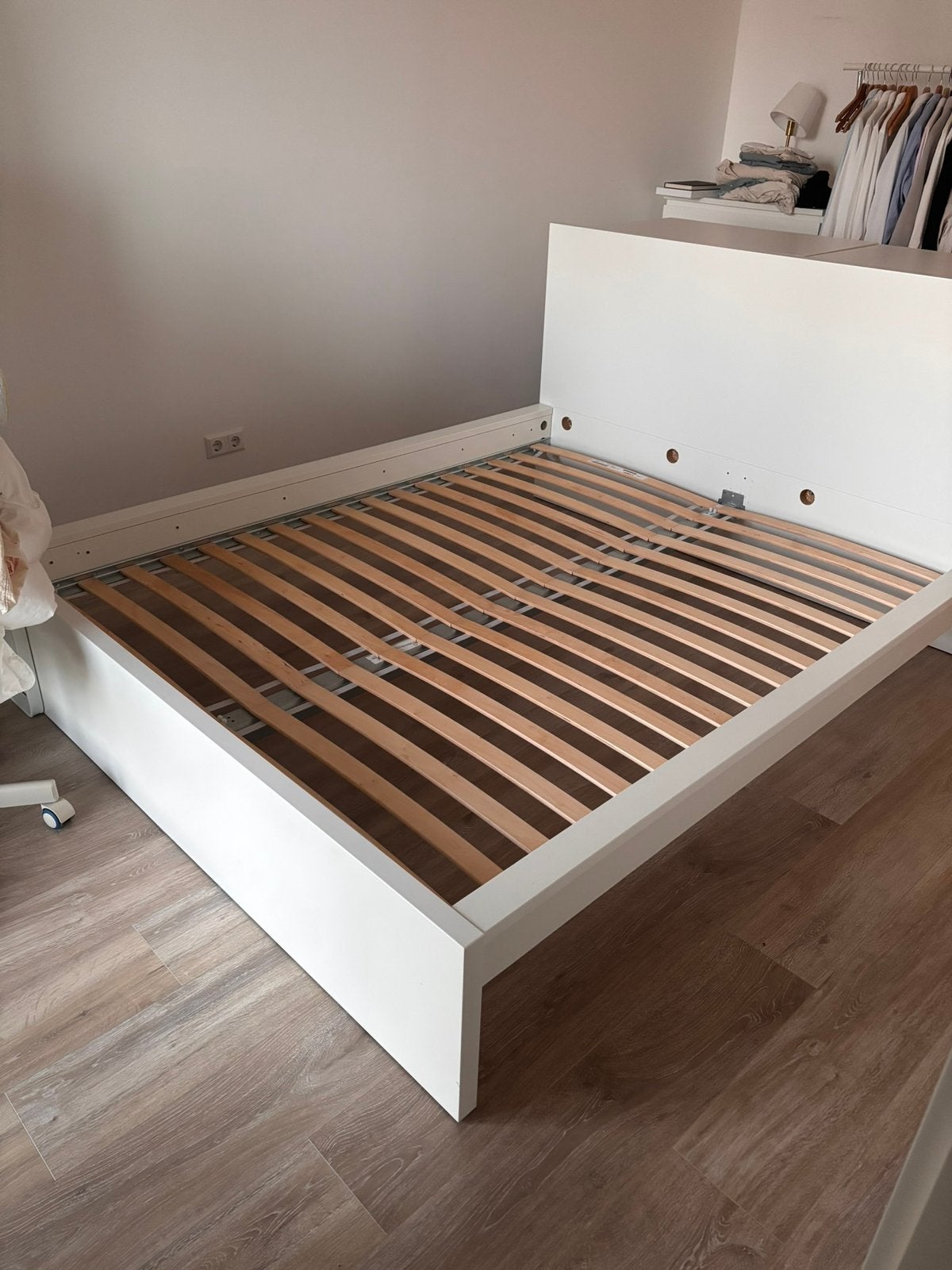 Ikea Bed 160x200 met lattenbodem (excl. matrassen), Huis en Inrichting, Gebruikt, Wit, Tweepersoons, Ophalen of Verzenden