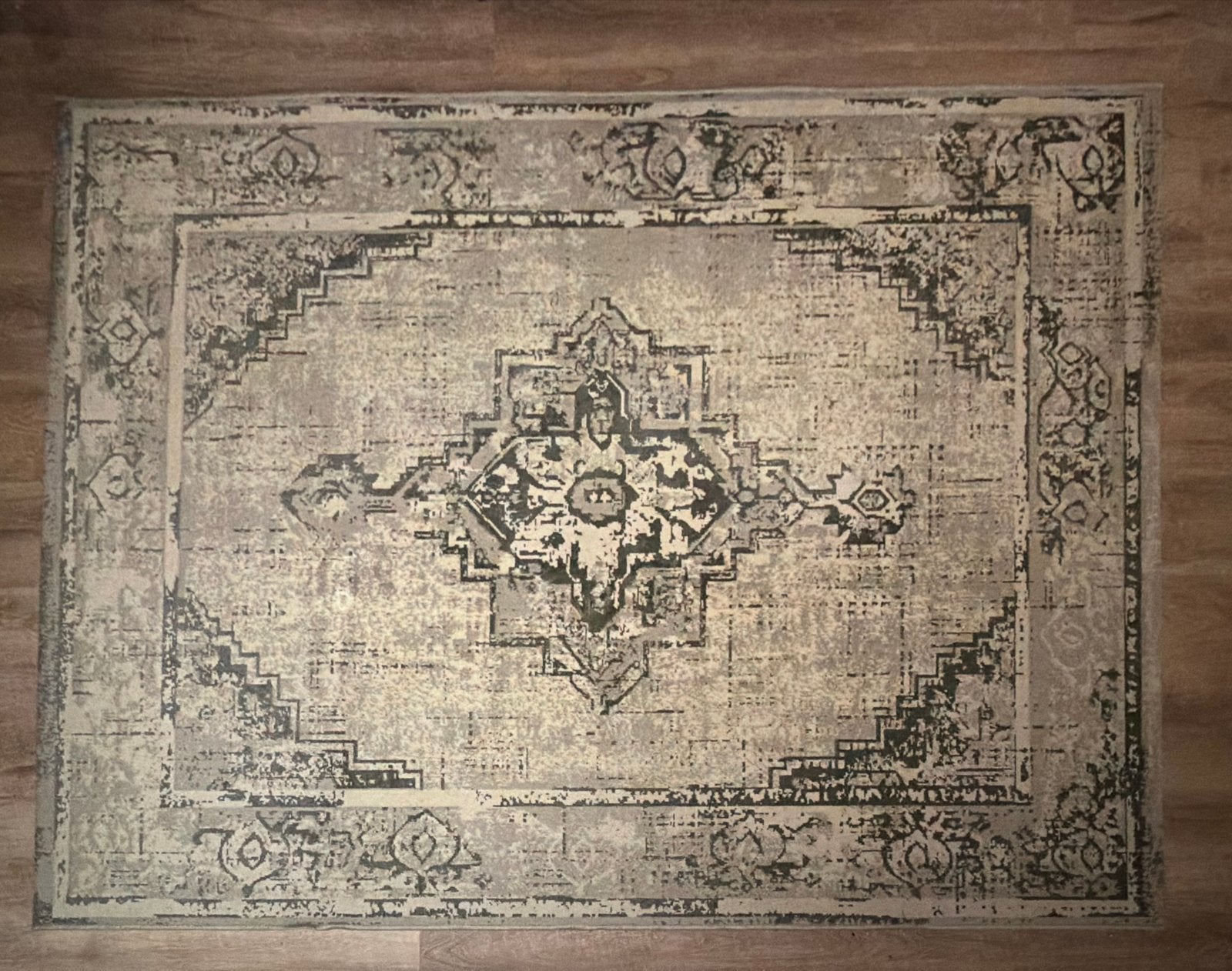 Vloerkleed 160x230 cm - Grijs/Beige met Patroon, Ophalen, 150 tot 200 cm, 200 cm of meer, Zo goed als nieuw