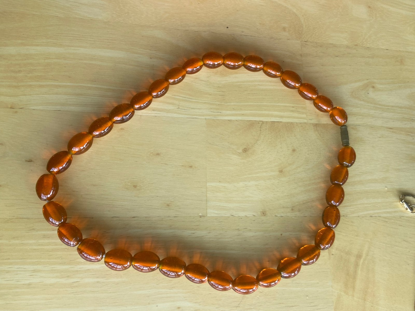 Vintage amberkleurige kralen ketting, Ophalen of Verzenden, Gebruikt, Oranje, Overige materialen