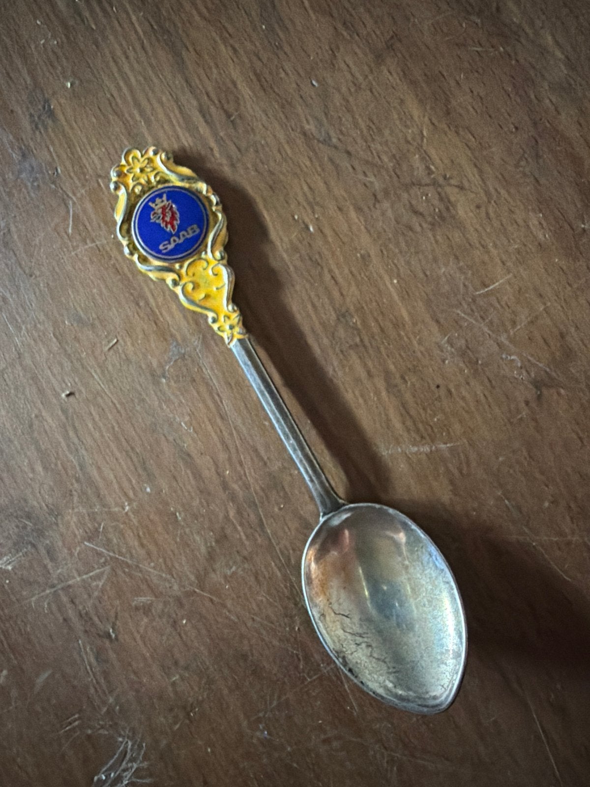 Vintage Saab Theelepel/Koffielepel met Emaille Logo, Ophalen of Verzenden
