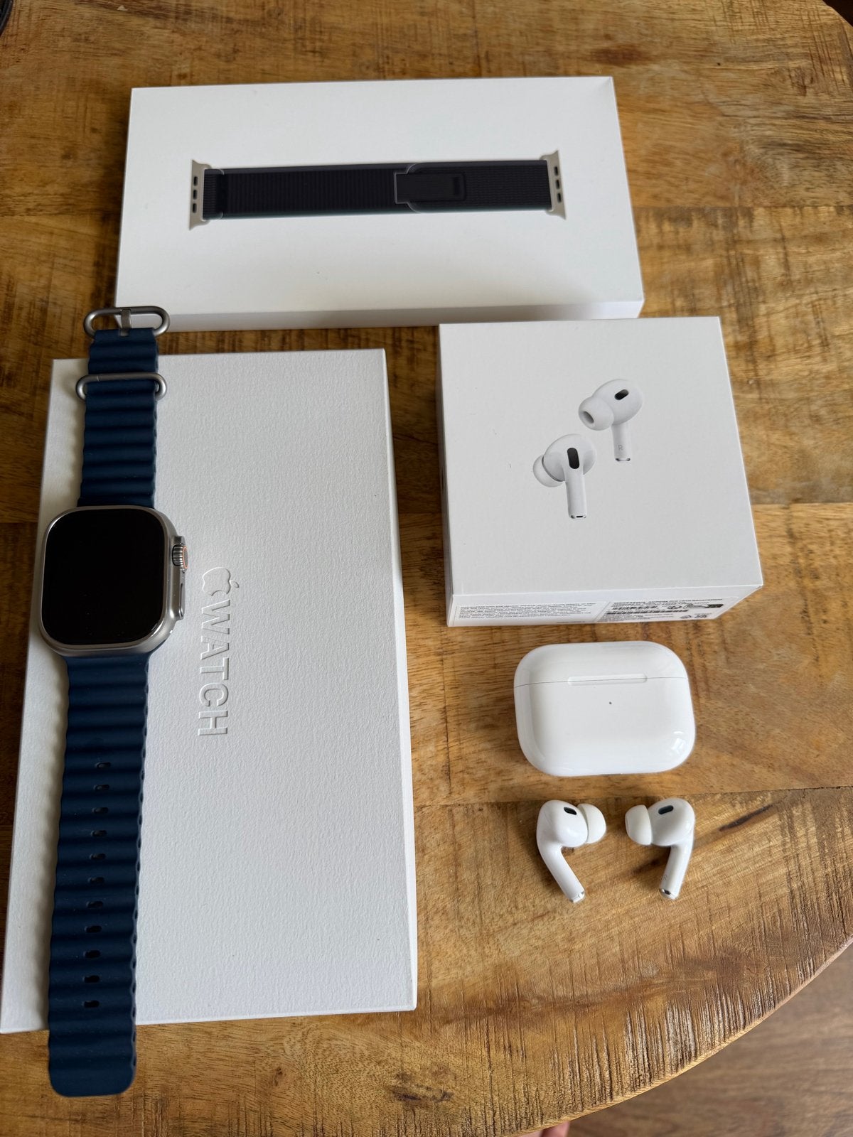 Apple Watch Ultra 2 met AirPods Pro 2, Ophalen, Afstand, Blauw, IOS
