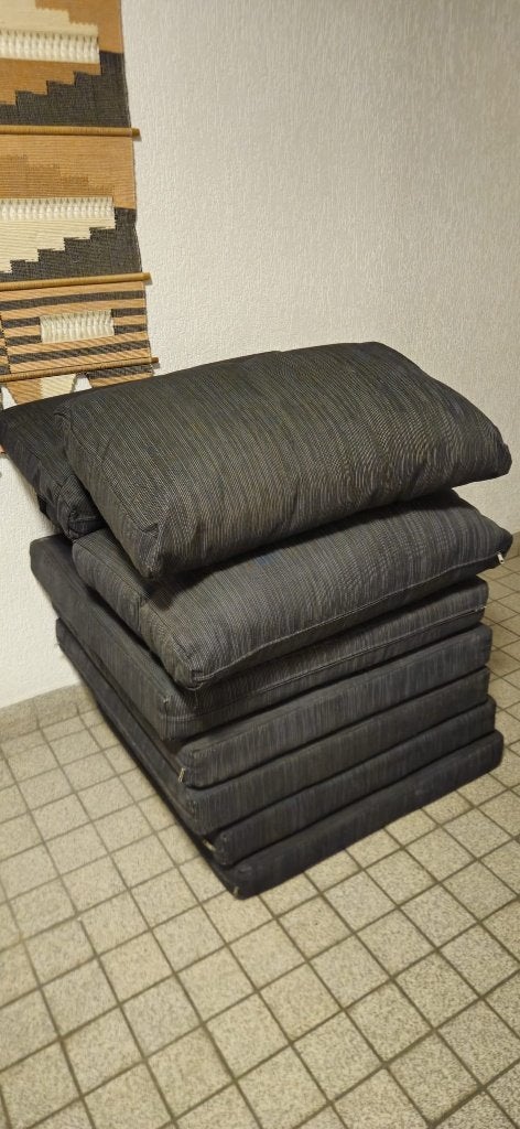 Luxe antracietgrijze pallet/tuinkussens - complete loungeset, Ophalen, Gebruikt