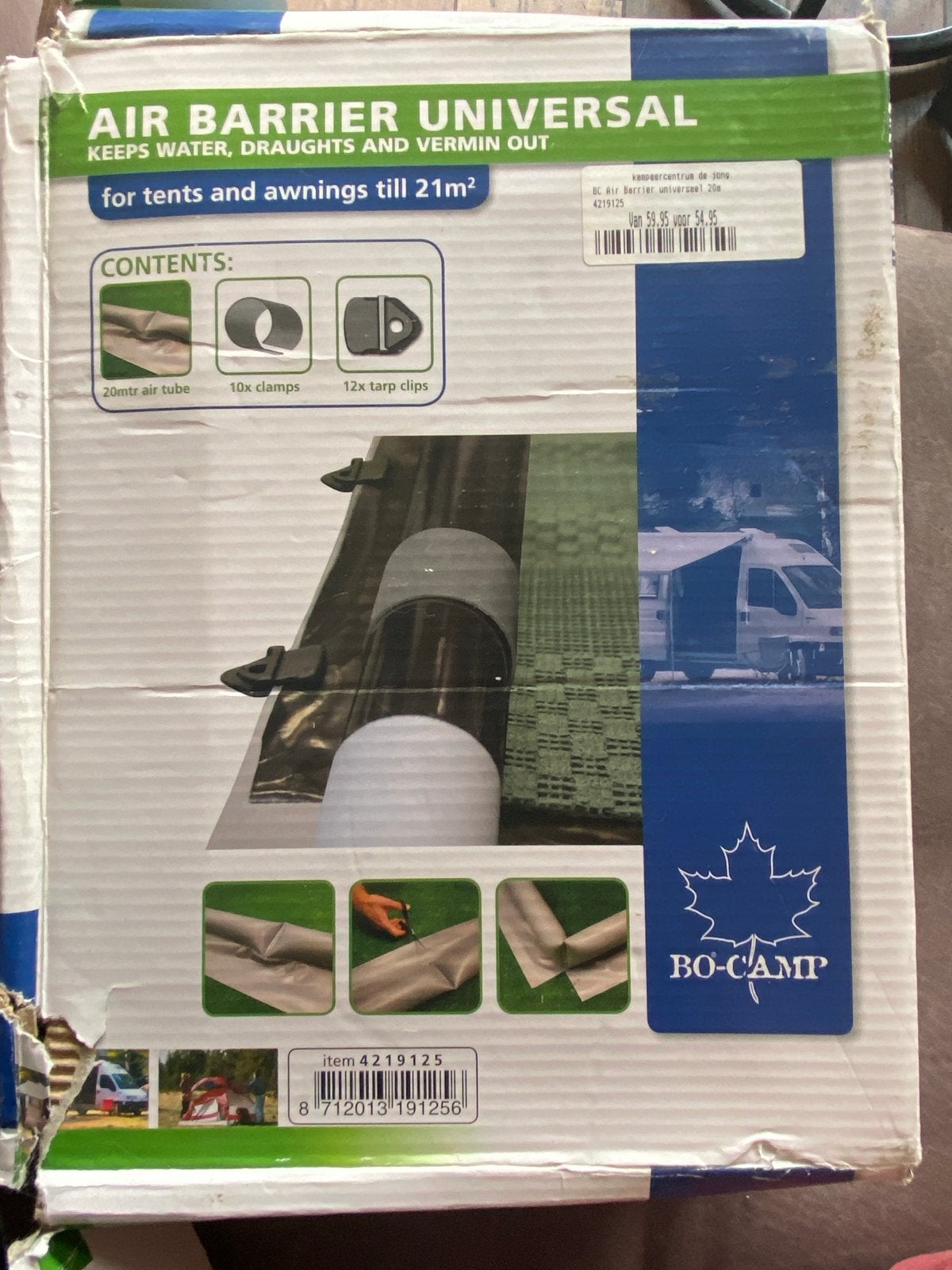 Bo-Camp Air Barrier Universal tochtstrip voor tenten/luifels, Ophalen, Nieuw