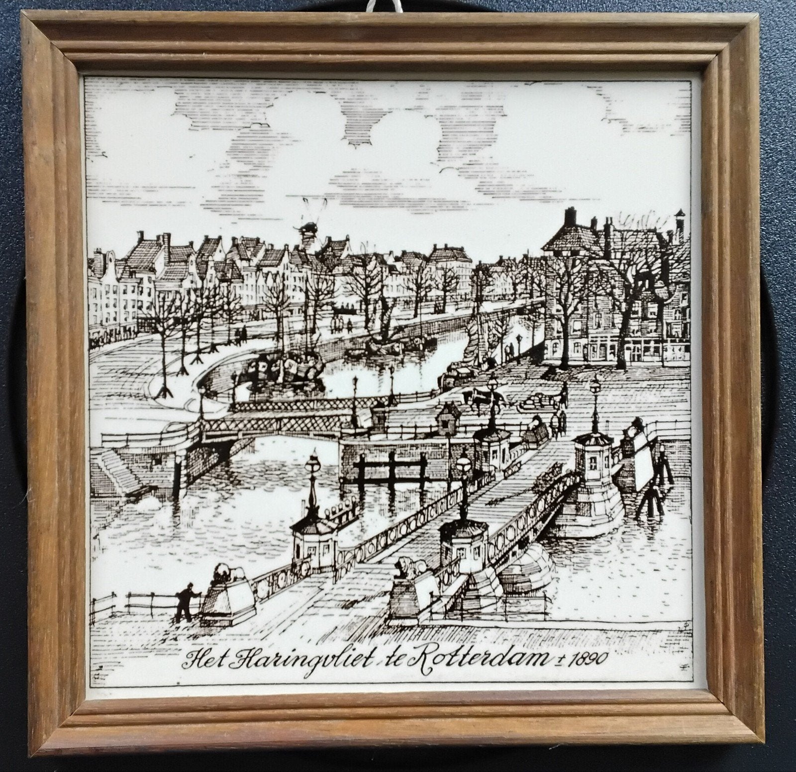Tegel met Stadsgezicht Rotterdam, Het Haringvliet 1890, Antiek en Kunst, Ophalen