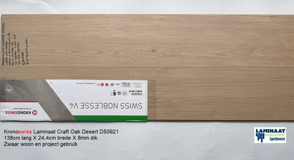 Laminaat Craft Desert Oak 8mm dik 24cm brede 4V Easy click, Bruin, 75 m² of meer, Nieuw, Ophalen of Verzenden