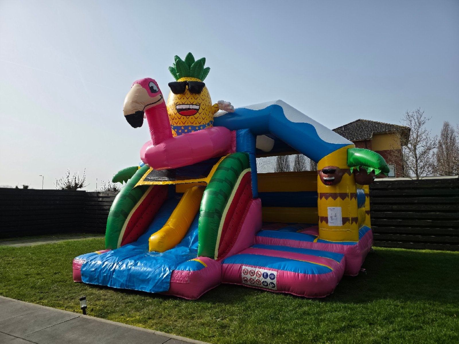 multiplay Flamingo met zwembad of ballenbak  springkussen, Ophalen of Verzenden