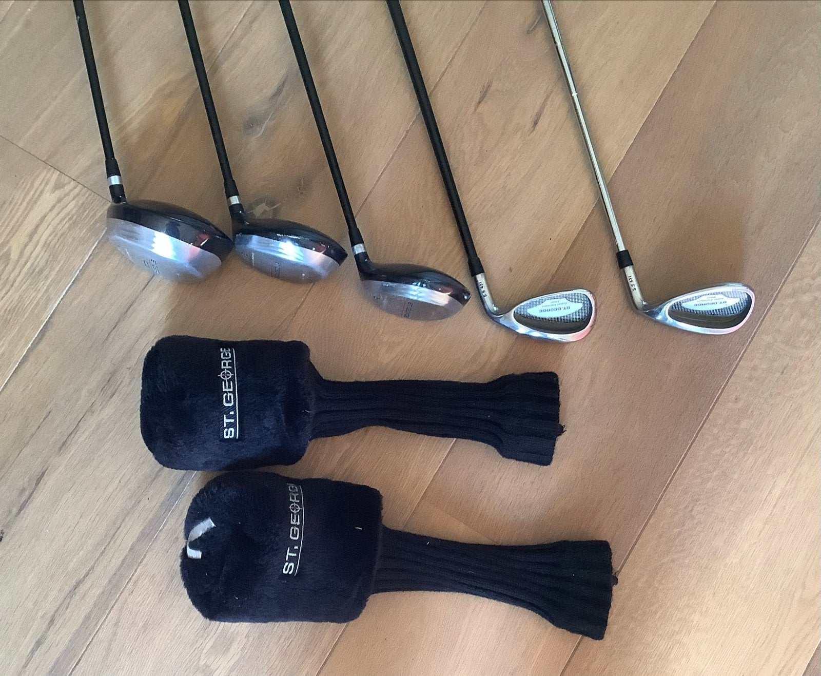 5 St. George Golfclubs (1, 3, 5, 8, S) met 2 hoezen, Ophalen, Gebruikt, Set, Overige merken