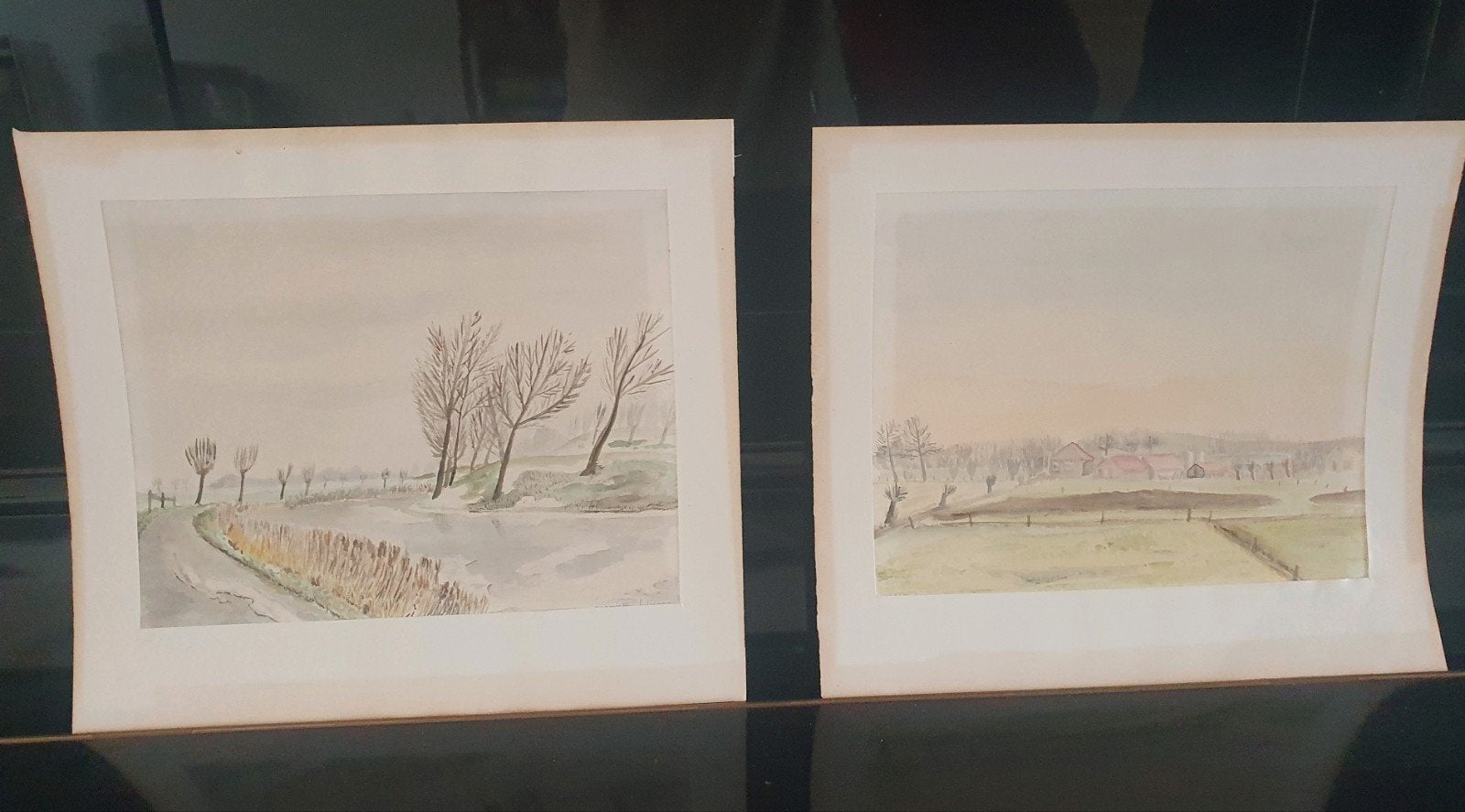 2 aquarellen van L Kaper omgeving Spaarndam fort, Antiek en Kunst, Ophalen
