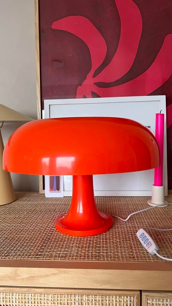 Oranje paddestoel tafellamp, Ophalen, Gebruikt, Kunststof, Minder dan 50 cm