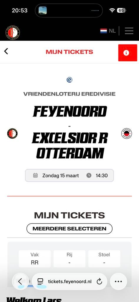 5 kaarten Feyenoord - Excelsior, Twee personen