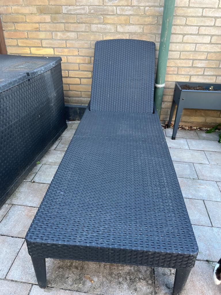 Tuinbed 1.20m x 40cm - Zwart Wicker Ligbed, Ophalen, Gebruikt, Wicker