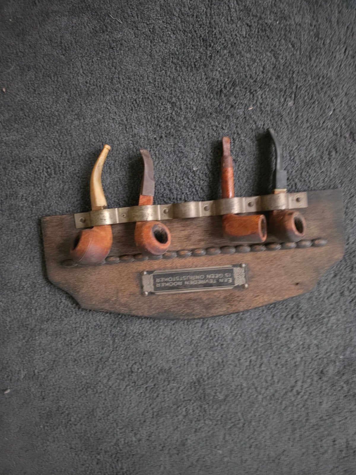 Vintage pijpenrek met 4 tabakspijpen, Verzamelen, Ophalen of Verzenden, Gebruikt, (Water)pijp