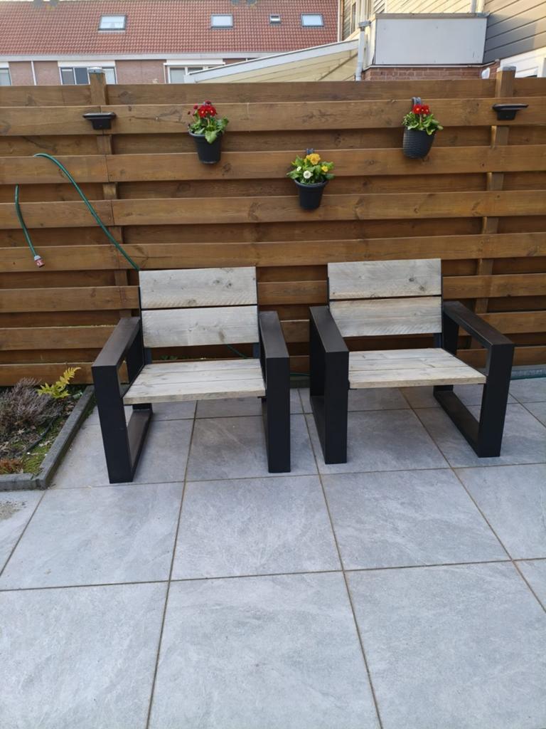 Douglas tuin lounge stoel/ stalen frame., Ophalen of Verzenden