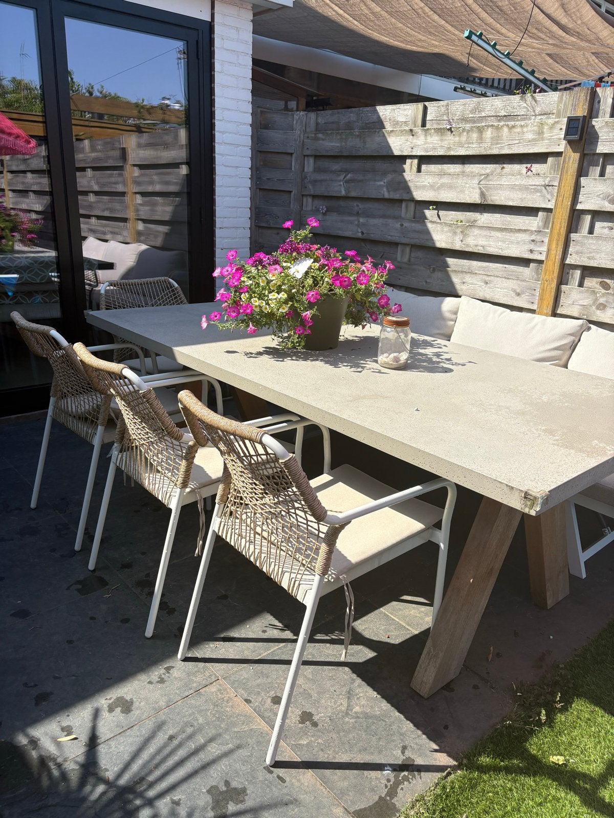 Set van 4 Wicker Tuinstoelen met Kussens, Ophalen, Gebruikt, Metaal