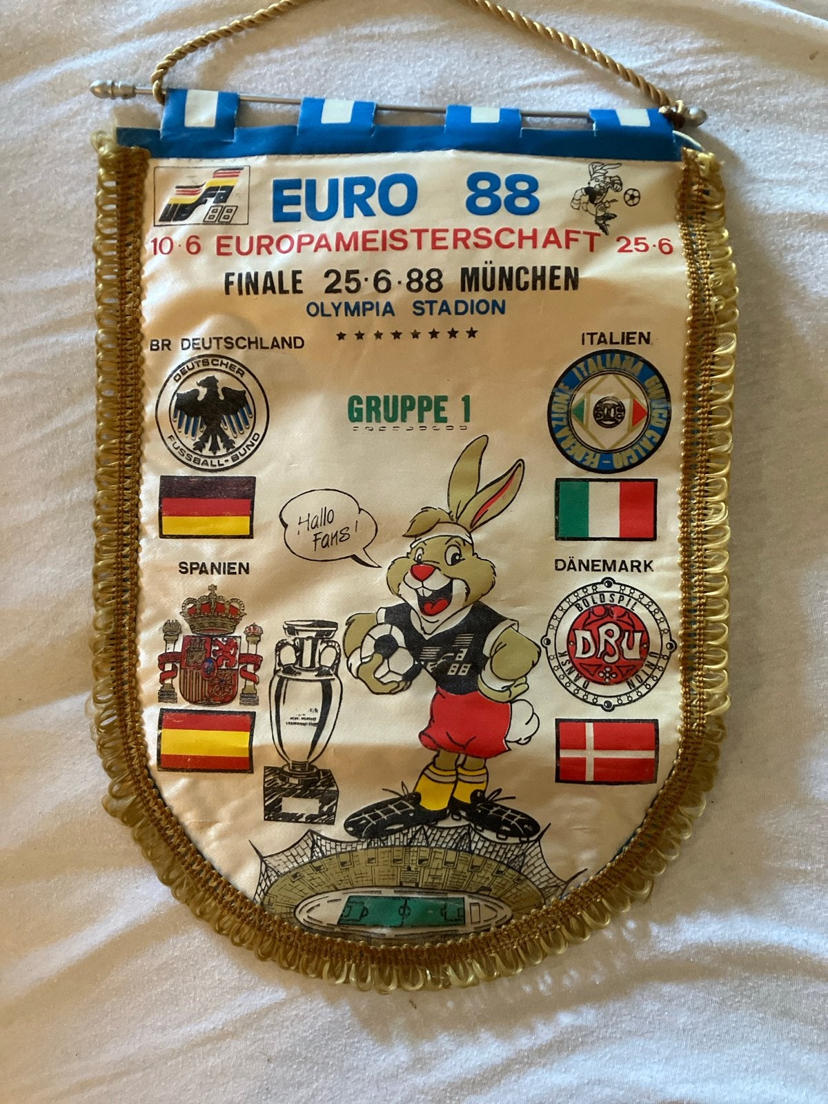 Vintage EURO 88 Vaantje - Origineel Memorabilia, Verzamelen, Ophalen of Verzenden, Gebruikt, Overige sporten, Vaantje of Sjaal