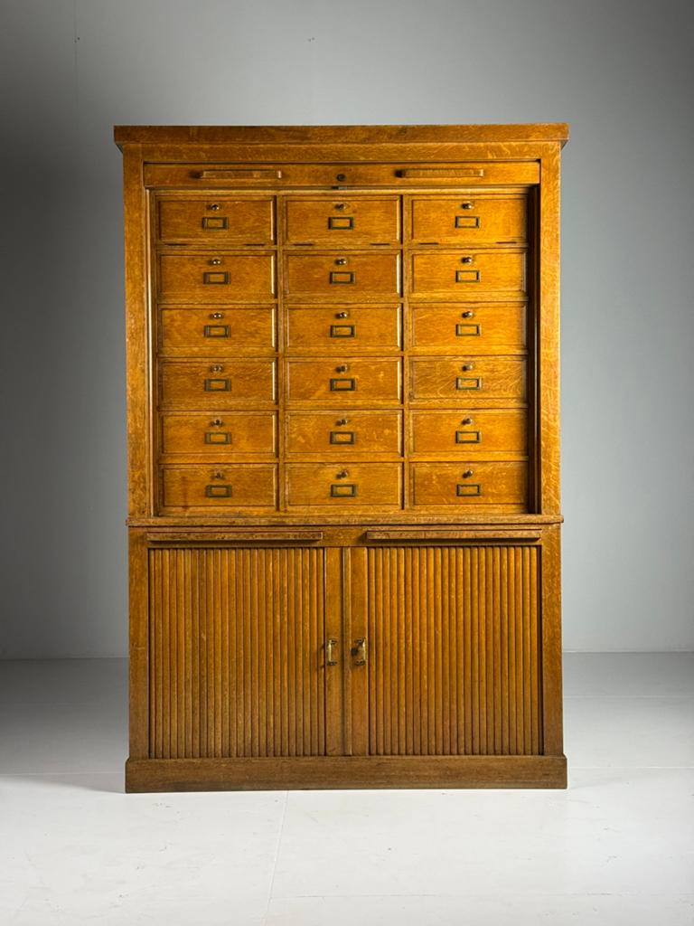 Archiefkast apothekerskast roldeurkast, Ophalen, 100 tot 150 cm, Eikenhout, Zo goed als nieuw