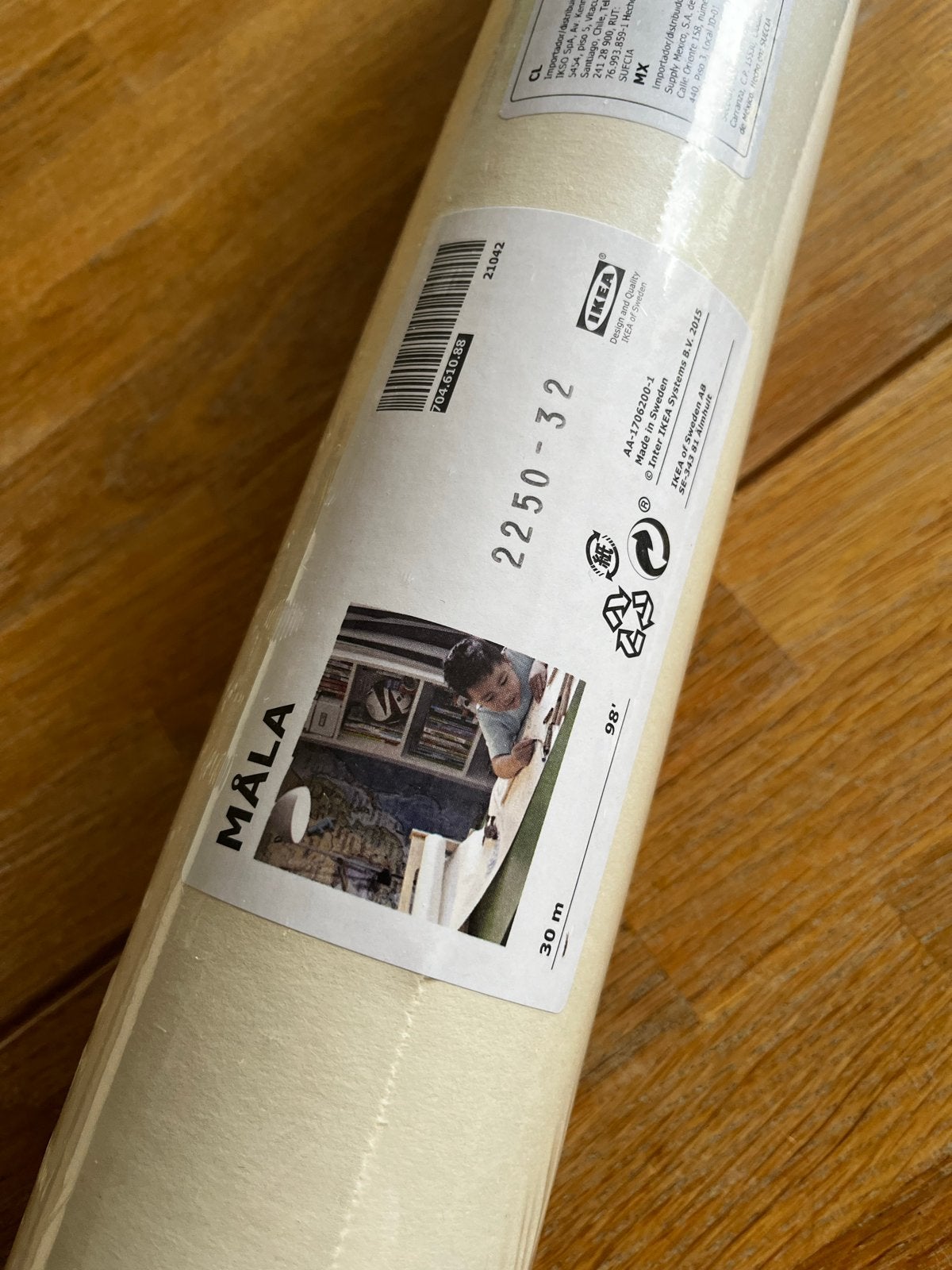 Wandhouder tekenrol hout met leer incl. 2 rollen papier, Ophalen of Verzenden, Zo goed als nieuw