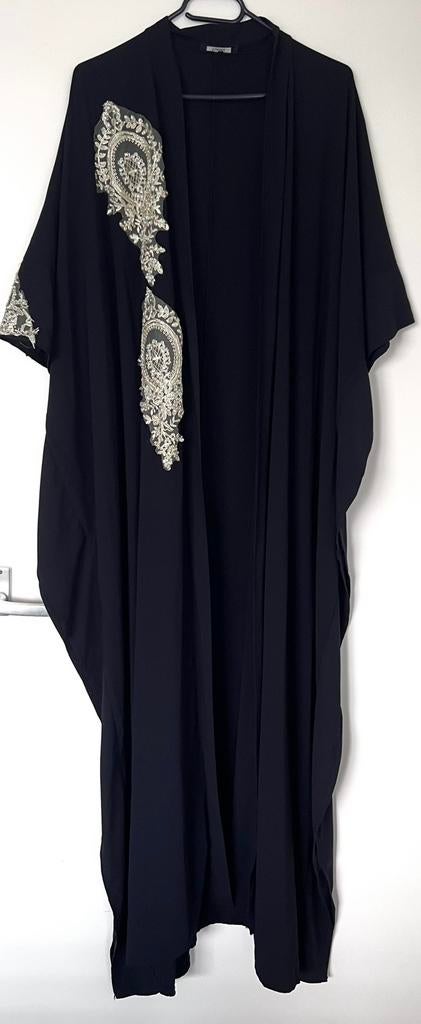 Zwarte lange jurk, abaya, dress, kandoura, kimono lp, Verzenden, Zwart, Maat 46/48 (XL) of groter, Nieuw