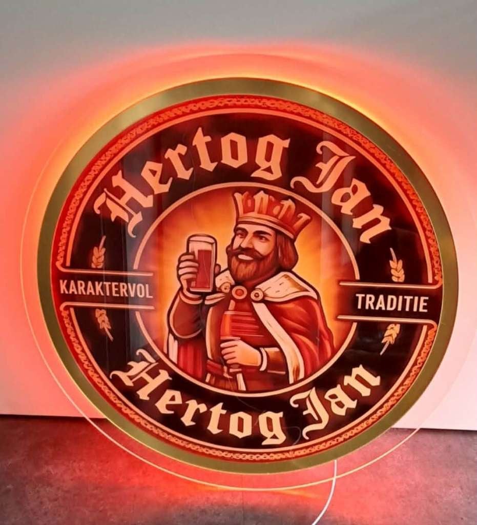 Hertog Jan led neon decoratie verlichting op plexiplaat bier, Verzamelen, Merken en Reclamevoorwerpen, Ophalen of Verzenden, Nieuw