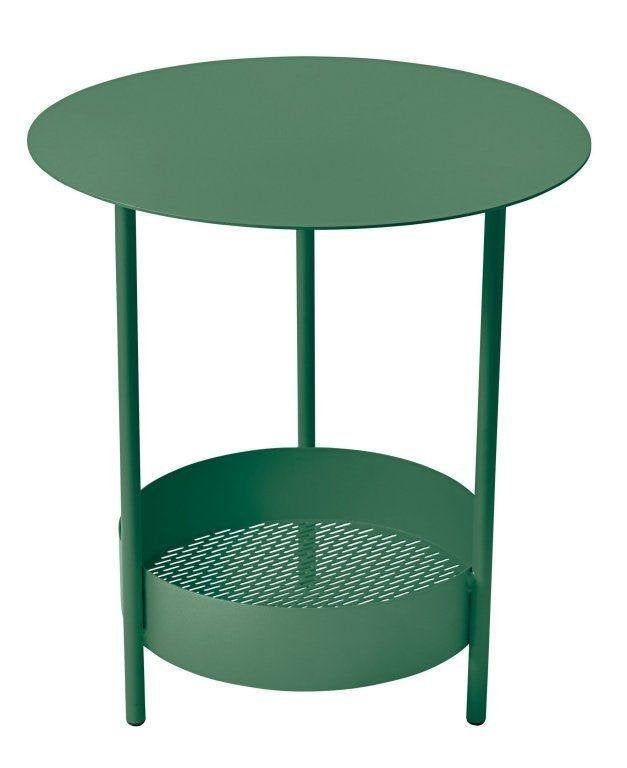 Fermob - Salsa bijzettafel cedar green, Huis en Inrichting, Minder dan 55 cm, Metaal of Aluminium, Rond, Zo goed als nieuw