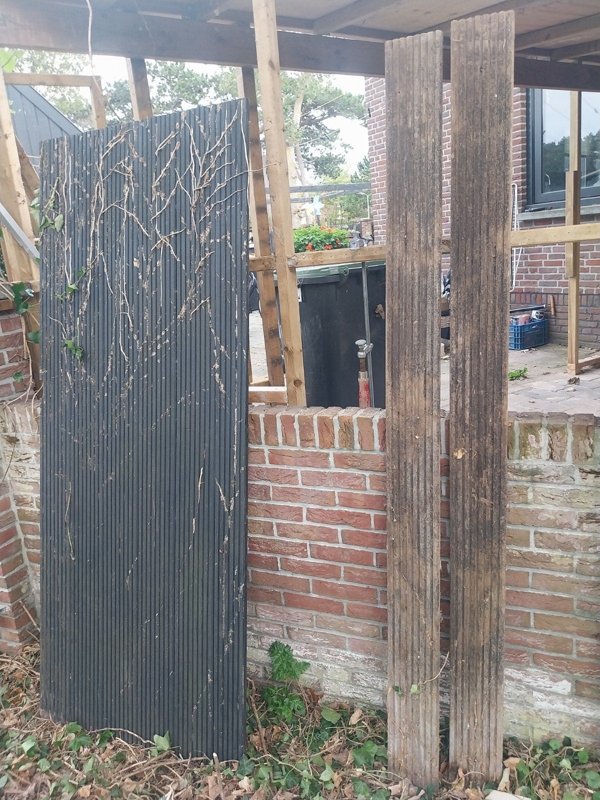 hardhouten poort met  schuttingdelen, Ophalen, Hout, Minder dan 3 meter, 1 tot 2 meter
