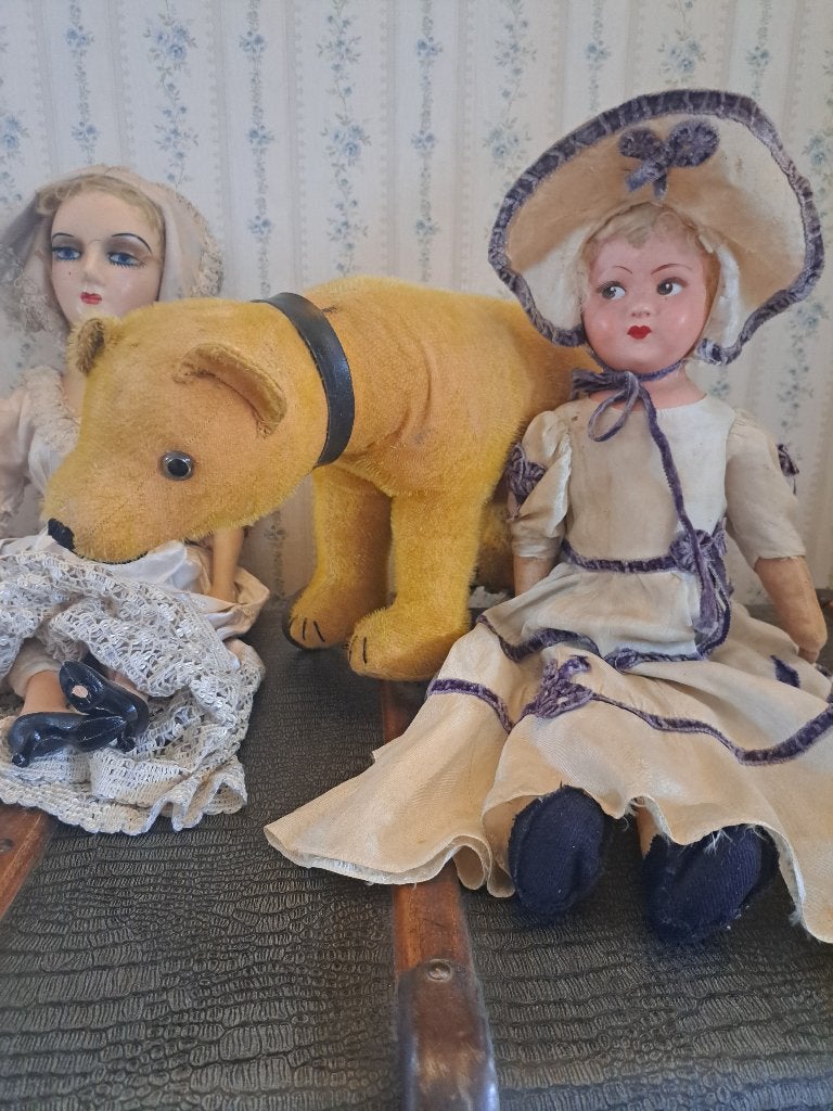 Antieke Speelgoedbeer op Wielen, Ophalen of Verzenden