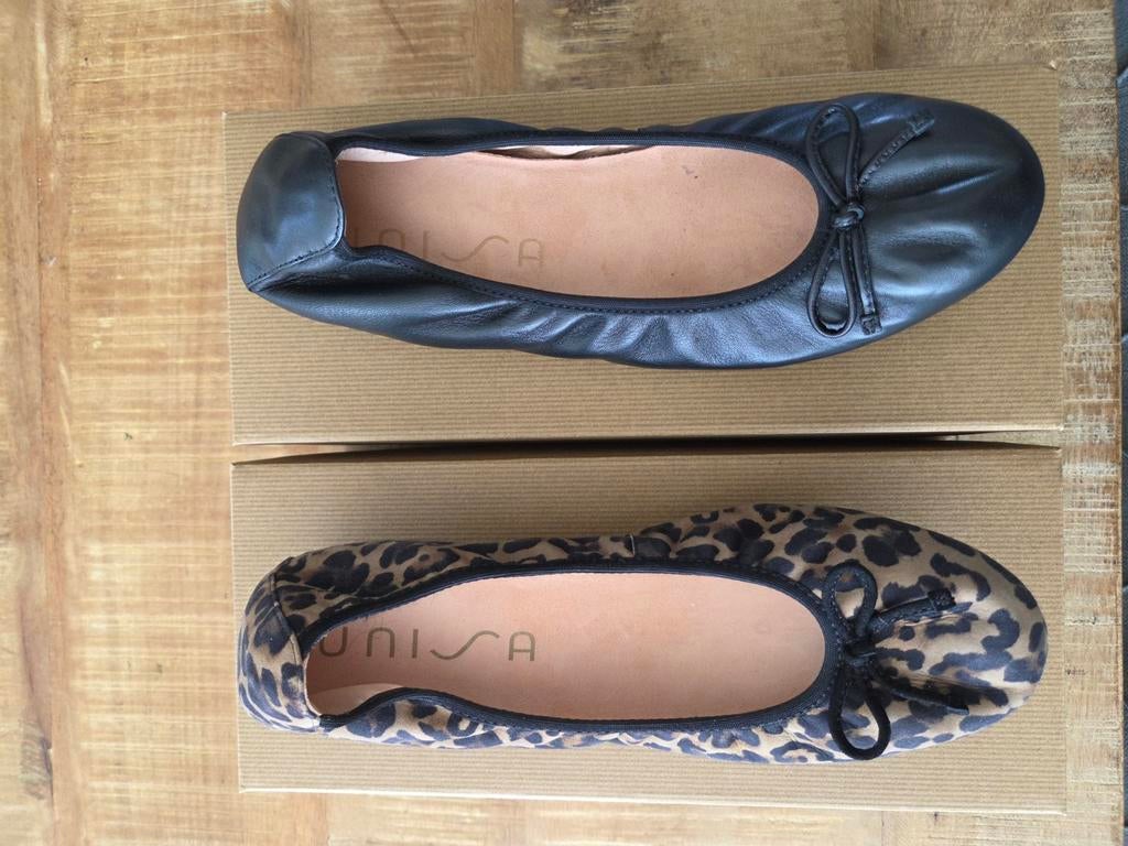 Unisa Ballerina's - Zwart en Luipaardprint Nieuw - Maat 41, Zwart, Nieuw, Unisa, Ballerina's