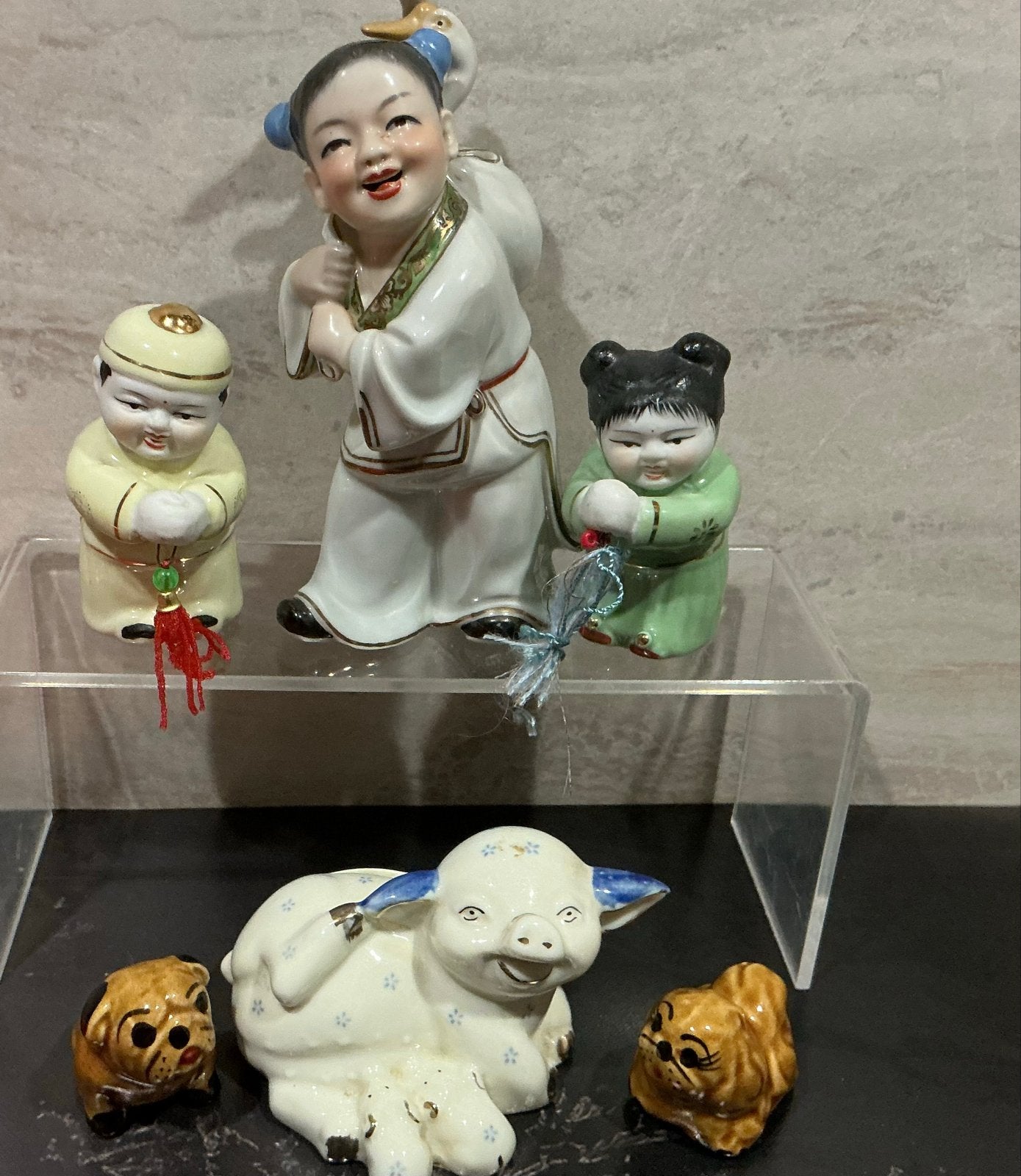 Set van 6 Chinese beeldjes: Mensen, Dier & Spaarvarken, Verzenden, Gebruikt, Mens