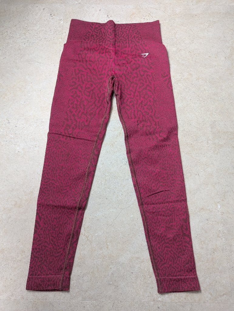 Gymshark Legging Maat S - Rood/Bordeaux met patroon, Verzenden, Maat 36 (S), Rood, Gymshark
