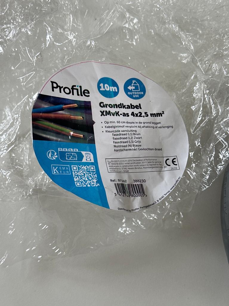 Nieuwe Profile Grondkabel XMvK-as 4x2,5 mm² - 10 meter, Ophalen, Nieuw, Kabel of Snoer