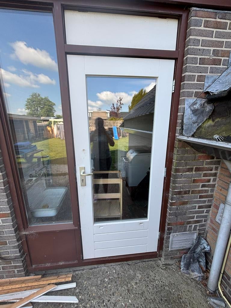 2 Buitendeuren 201x87cm met glas, Ophalen, Gebruikt, 80 tot 100 cm, Buitendeur