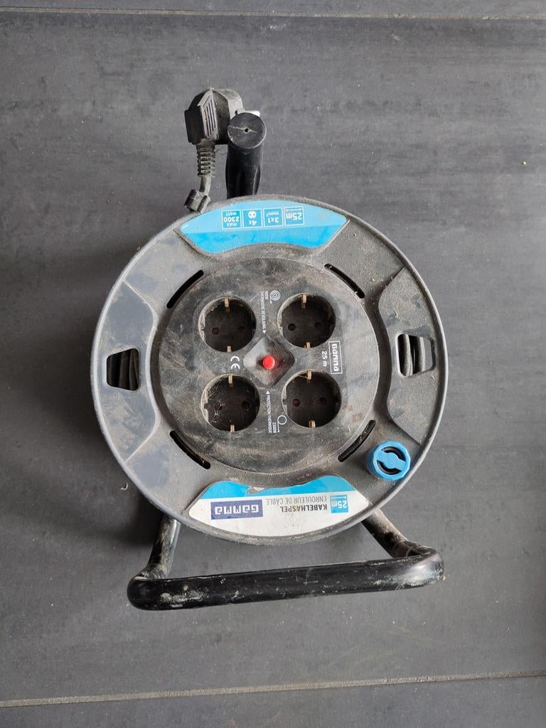 Gamma stroom haspel 25 m, Ophalen, Gebruikt, Kabel of Snoer