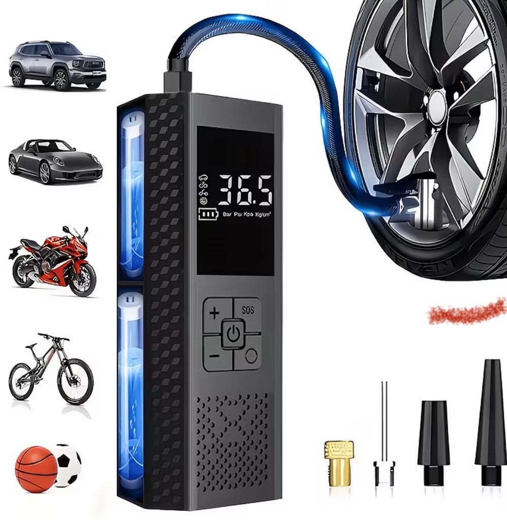 Draagbare bandenpomp met digitaal display, Auto diversen, Auto-accessoires, Ophalen of Verzenden, Nieuw