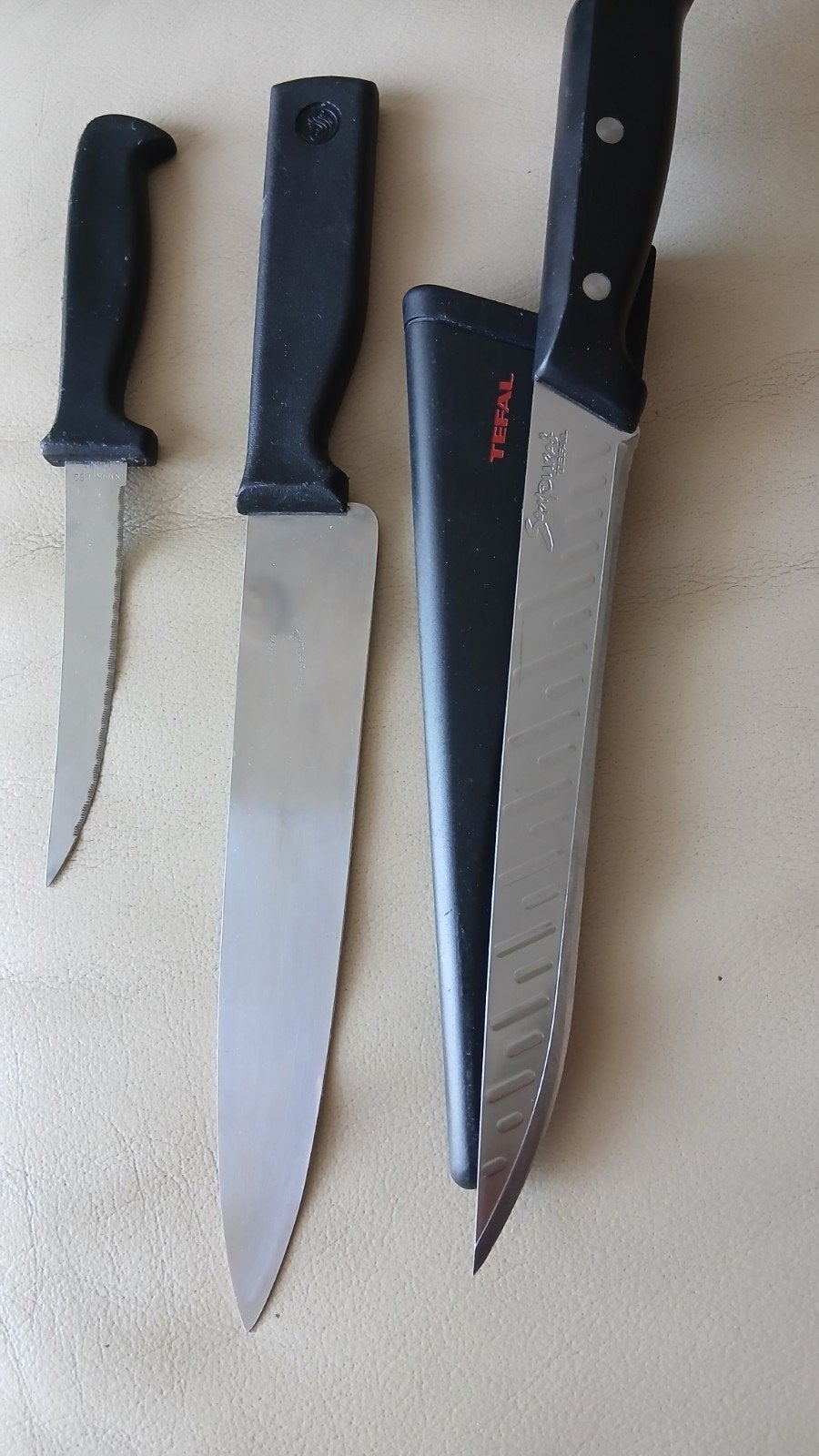 Snijmes 3 st  (1 Tefal), Ophalen of Verzenden, Zo goed als nieuw, Rvs of Chroom, Los bestek