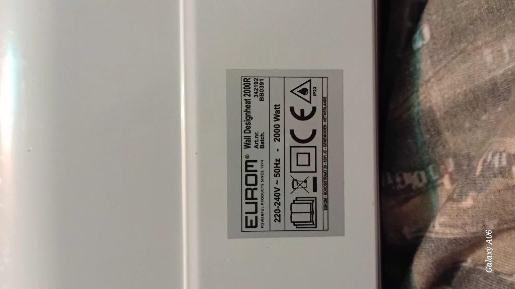 EUROM Wall Designheat 2000r, 30 tot 80 cm, Kachel, Minder dan 60 cm, Ophalen of Verzenden
