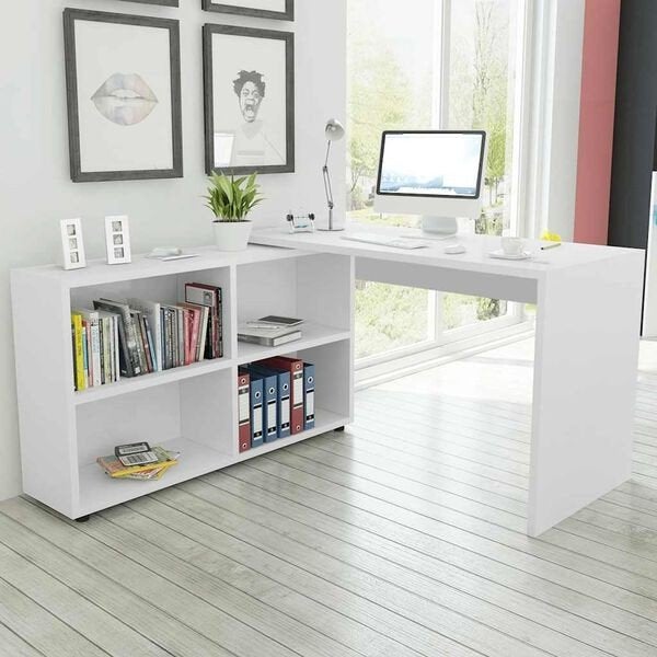 Hoekbureau 4 schappen wit nieuw in doos, Huis en Inrichting, Ophalen, Nieuw