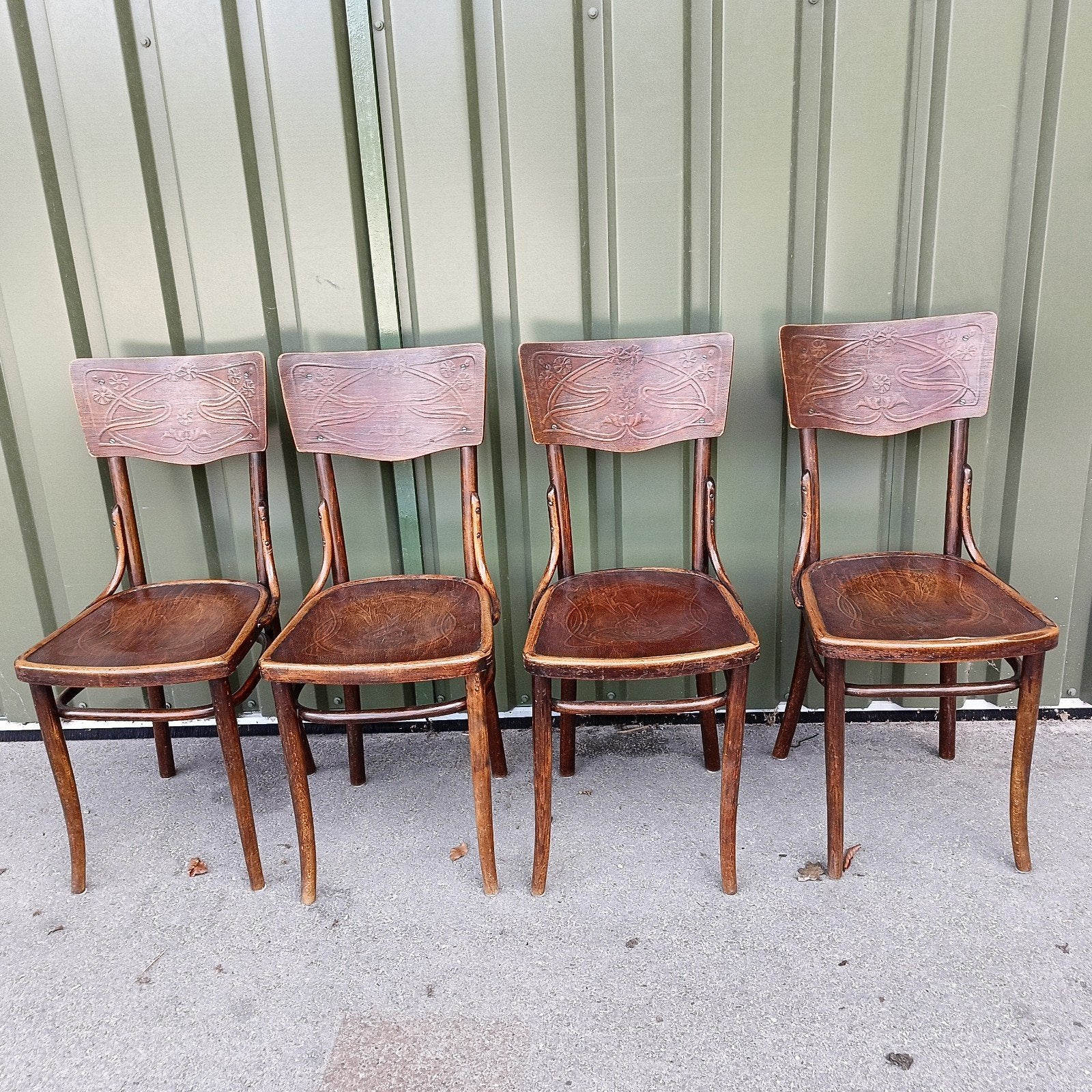 Set van 4 antieke mozowia stoelen met Art Nouveau decor, Ophalen of Verzenden